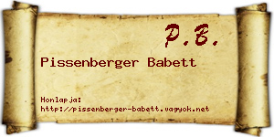 Pissenberger Babett névjegykártya